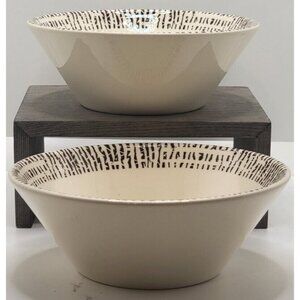 Dudson Black &White Stripped Rim 5.25" Salad Desert Bowl Set (2)